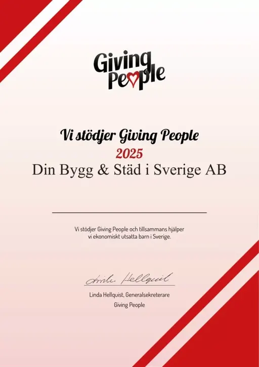 Tackcertifikat från Giving People